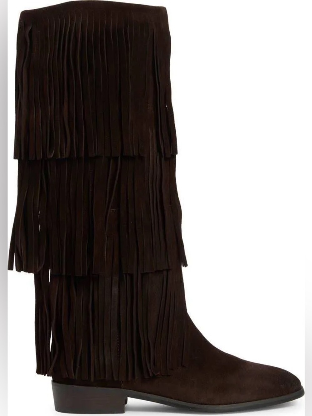 Steve Madden Dark Brown Suede Fringe Over-the-Knee Boots